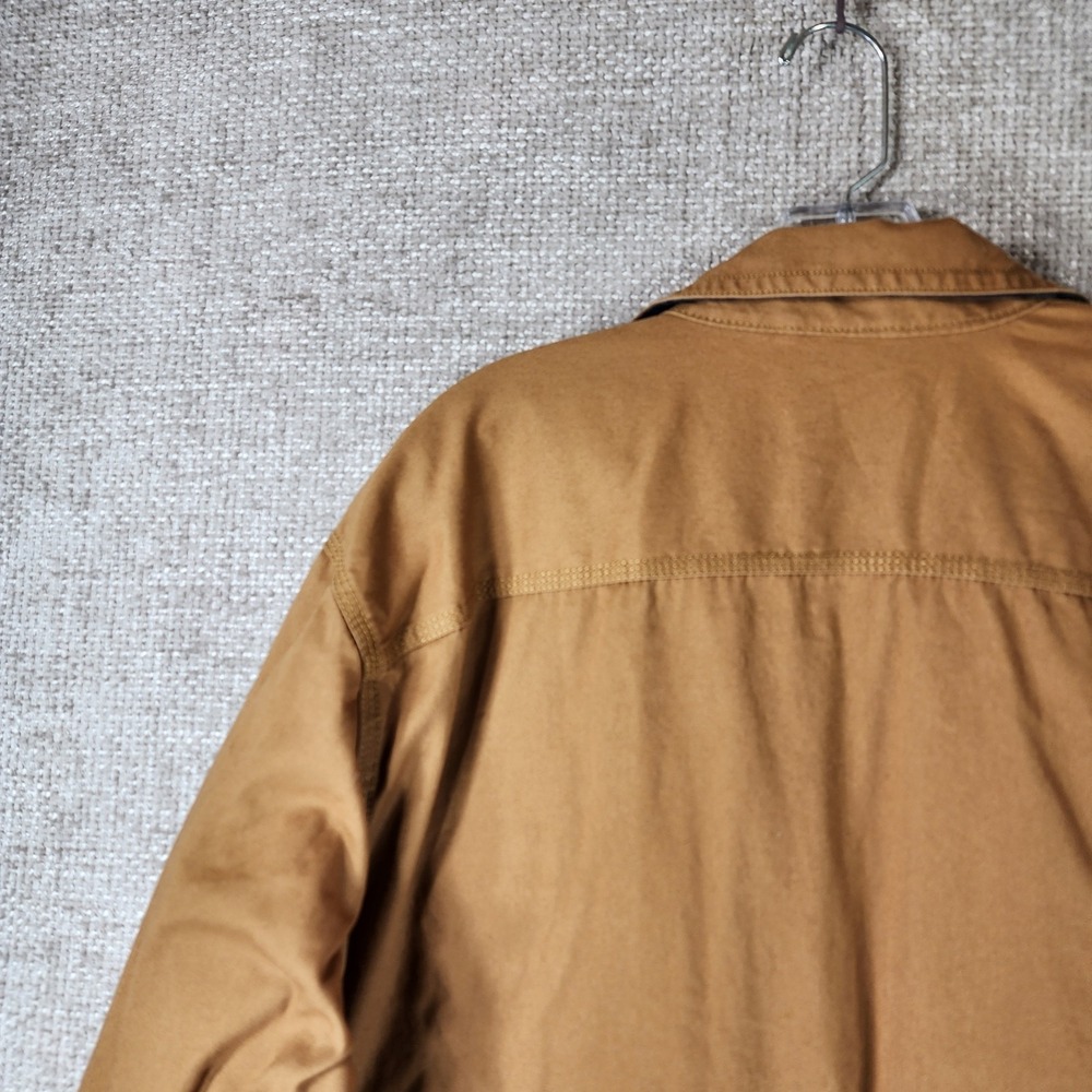 LL‎ Bean Field Shirt Jacket Mens XL Tan Plaid Flannel Lined Double Pocket Chore - Picture 9 of 12